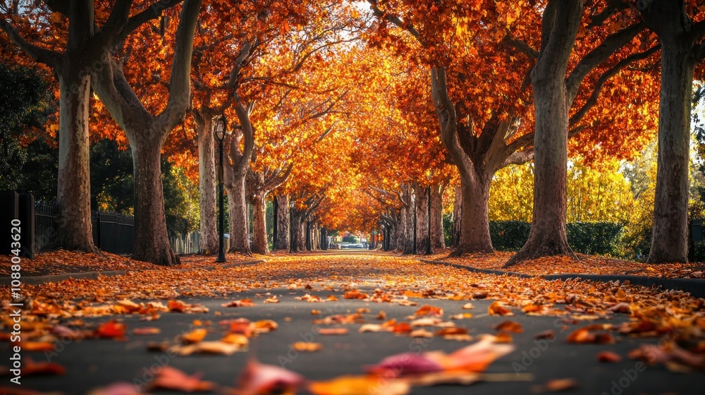 Obraz premium Autumnal Tree Lined Road