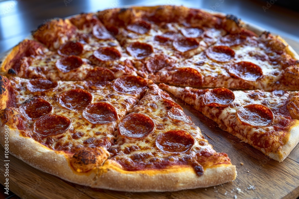 Delicious Pizza on Table Close Up Delicious Pizza on Table Close Up