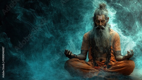 Mystic Yogi in Deep Meditation: A Serene Portrait of Spiritual Enlightenment