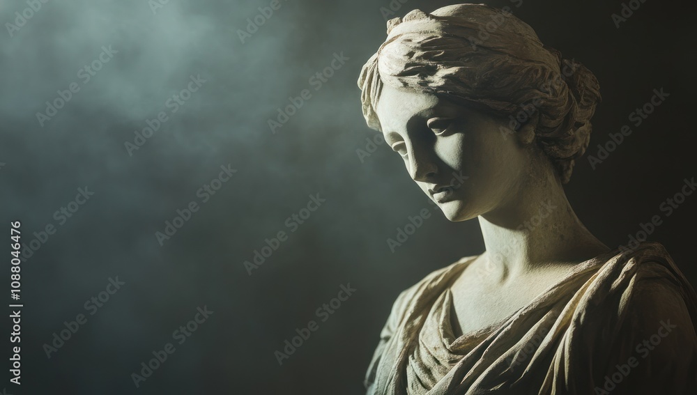 Obraz premium Greek Statue in a Smoky Setting