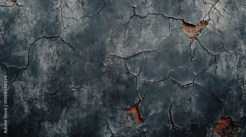 a banner with the texture of a cracked grunge concrete wall covered with an abstract network of cracks, dark gray tinting with terracotta inclusions a banner with the texture of a cracked grunge concrete wall covered with an abstract network of cracks, dark gray tinting with terracotta inclusions