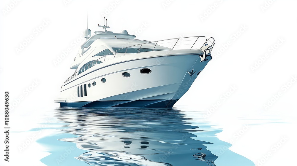 Fototapeta premium A luxury yacht cruising on open waters, isolated on a white background