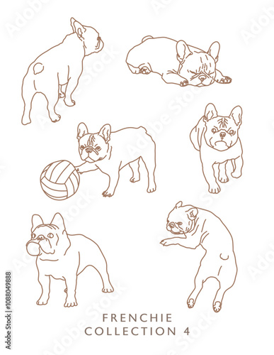 French Bulldog Outline Illustrations in Playful Poses 4