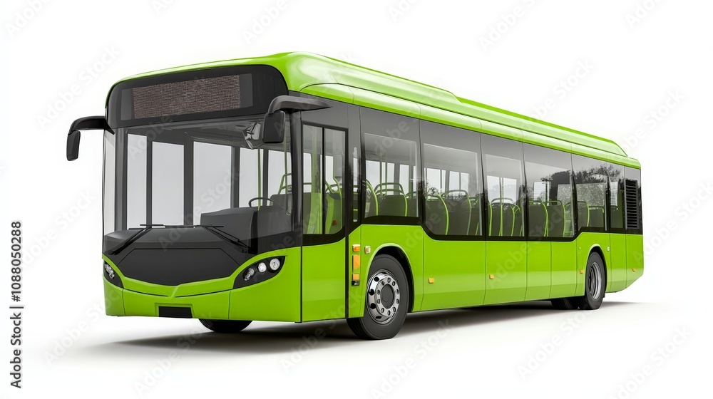 A modern electric bus, eco-friendly and quiet, isolated on a white background A modern electric bus, eco-friendly and quiet, isolated on a white background