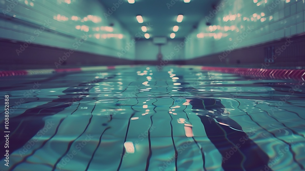 Fototapeta premium Swimming pool with water splashes, close up of water