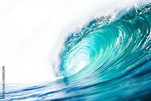 Dynamic Ocean Wave in Turquoise Blue Hues with White Foam Cresting