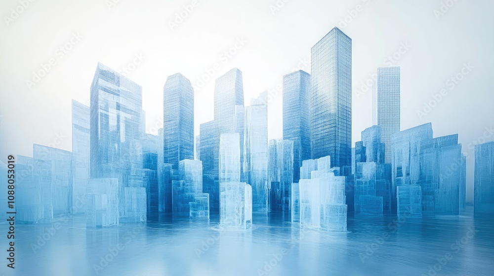 Futuristic city skyline, glass skyscrapers, urban landscape. Futuristic city skyline, glass skyscrapers, urban landscape.