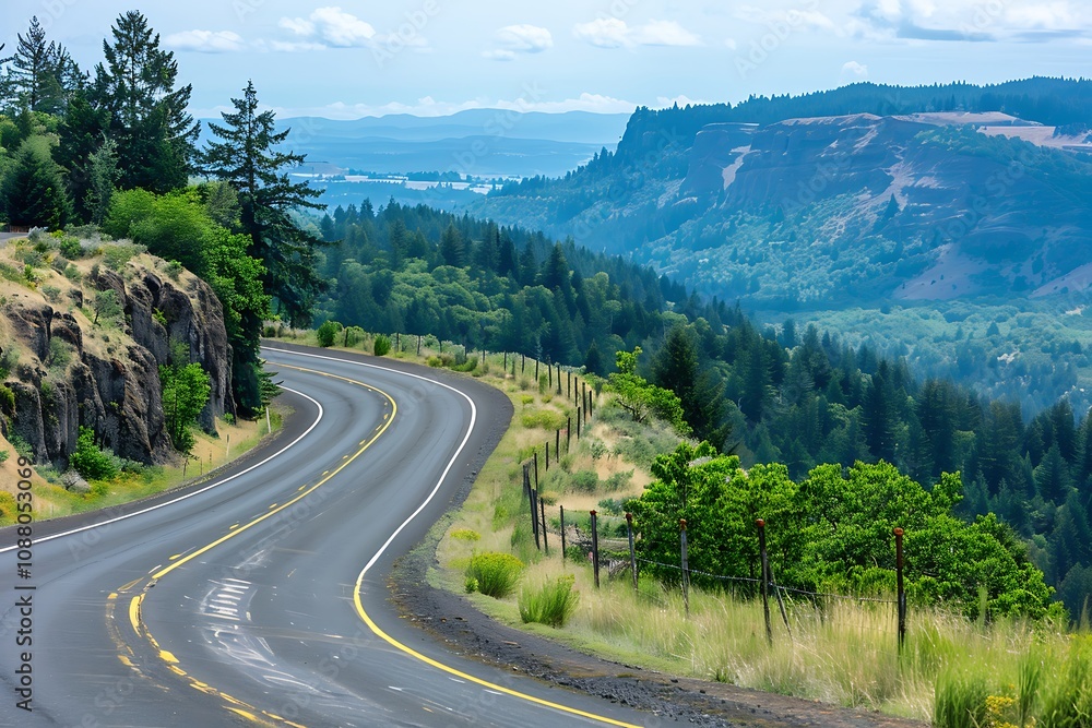 Fototapeta premium The road in the mountains on a summer day