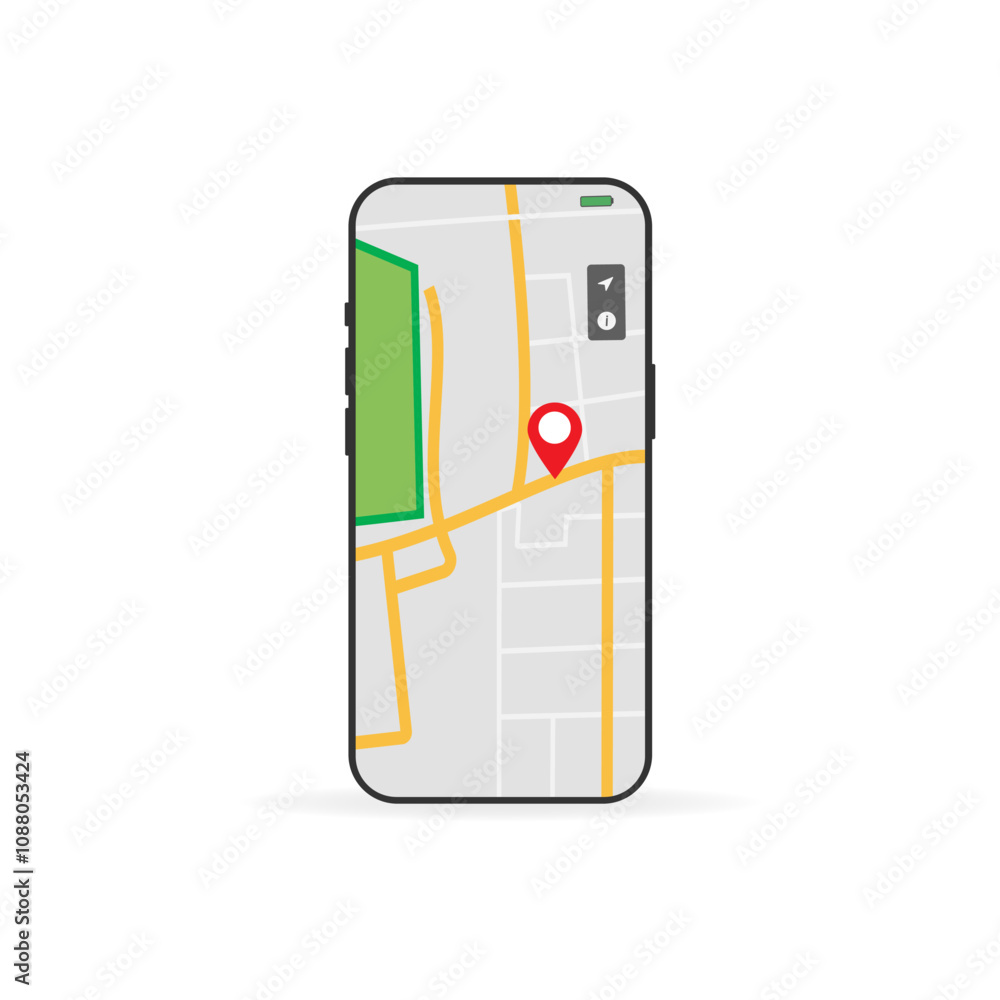 Mobile gps navigation and tracking concept. Mock up Location track app on touch screen smartphone. Phone with map and pointer for app and web. Vector Mobile gps navigation and tracking concept. Mock up Location track app on touch screen smartphone. Phone with map and pointer for app and web. Vector