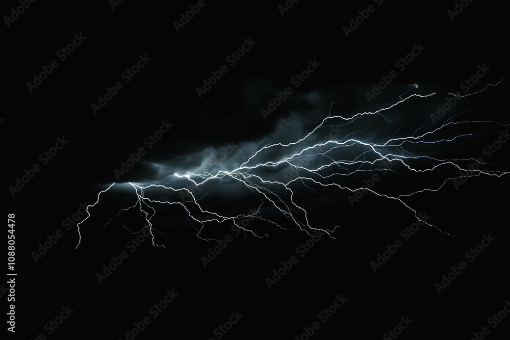 Thunder strike isolated on black background. Lightening. Thunder strike isolated on black background. Lightening.