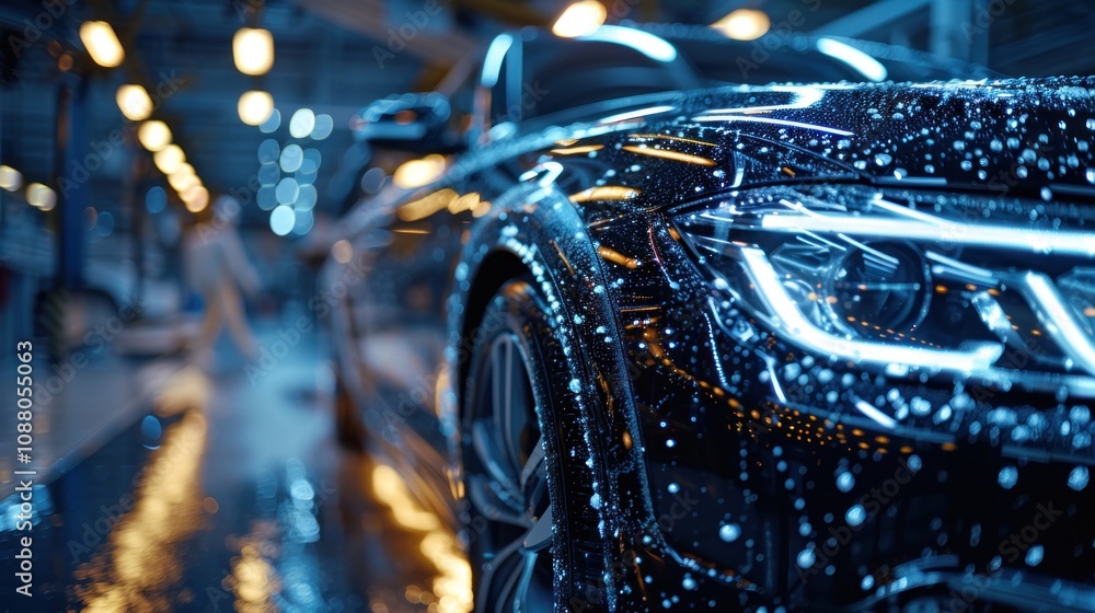 Detailed image of nano-coating on a car, which provides improved protection against scratches and UV rays, demonstrating the role of nanotechnology in improving consumer products. Detailed image of nano-coating on a car, which provides improved protection against scratches and UV rays, demonstrating the role of nanotechnology in improving consumer products.