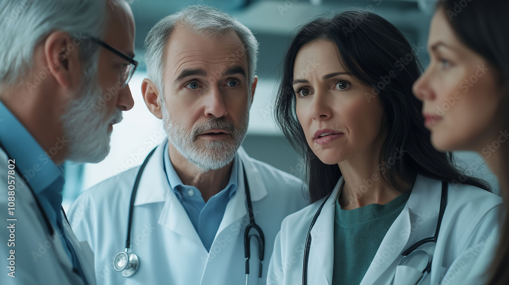 Several doctors having a serious conversation Several doctors having a serious conversation