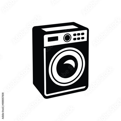 Washing Machine vector silhouette line art style