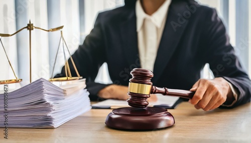 Wallpaper Mural  Piles Judicial Court Files And Judge Gavel Torontodigital.ca