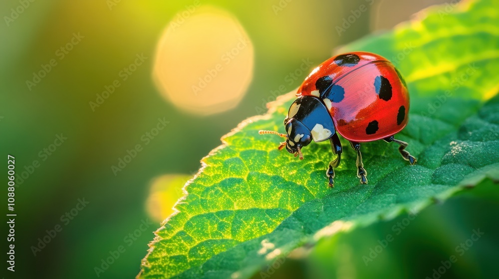 Ladybug on a Leaf in the Sunlight Ladybug on a Leaf in the Sunlight