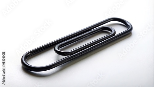 Black Paperclip Low Light Photography, Isolated White Background, Minimalist