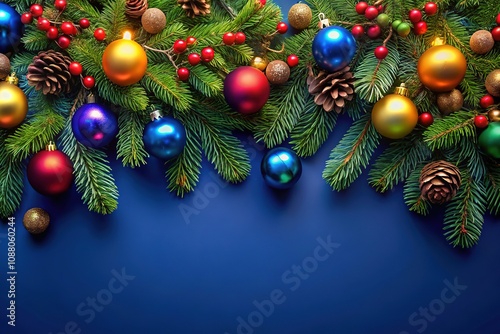 Christmas Border Low Light Photo - Blue Background Decorations