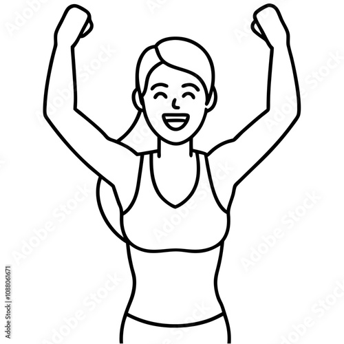 happy female athlete finish first