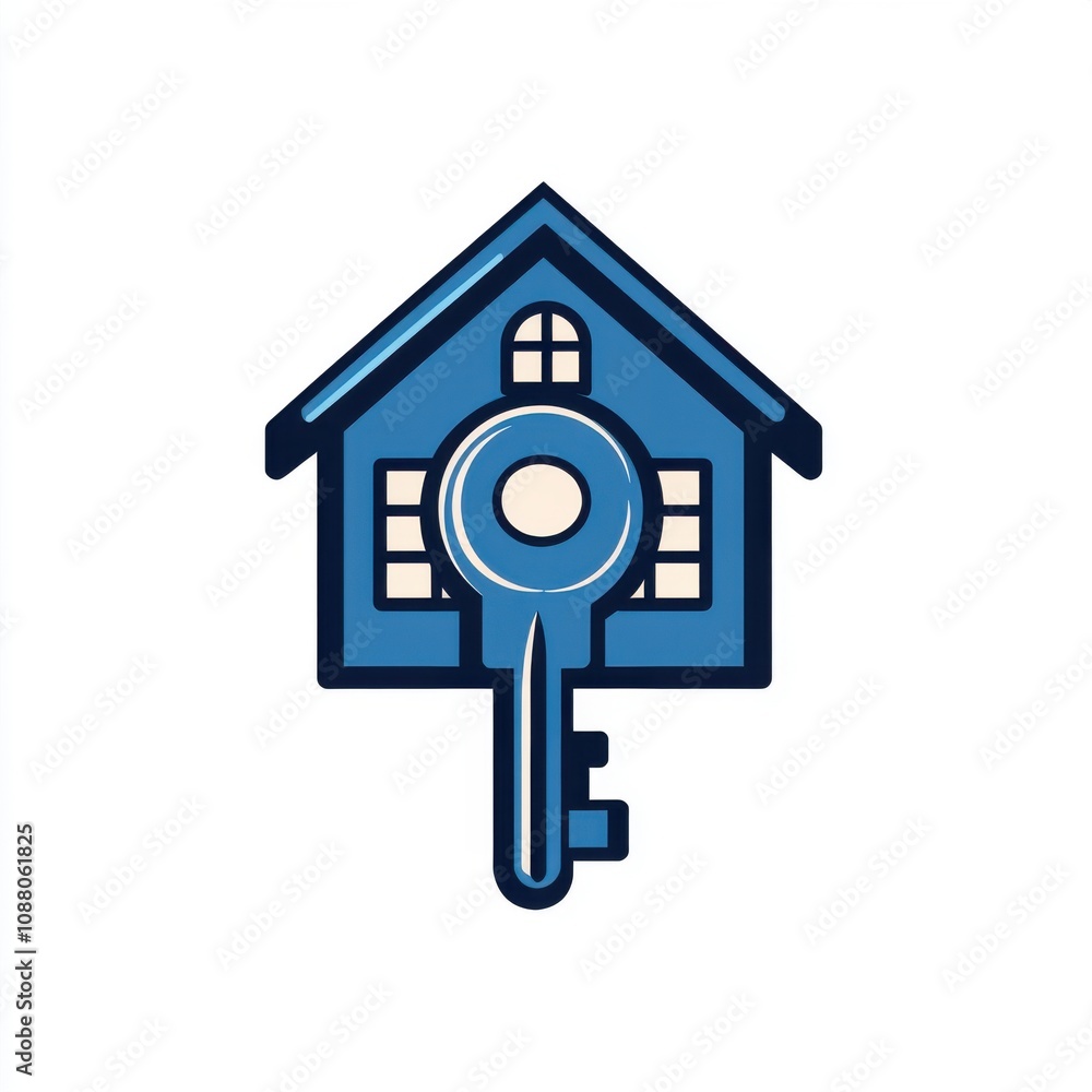 Stylized illustration of a house shaped key, symbolizing home ownership and security. Stylized illustration of a house shaped key, symbolizing home ownership and security.