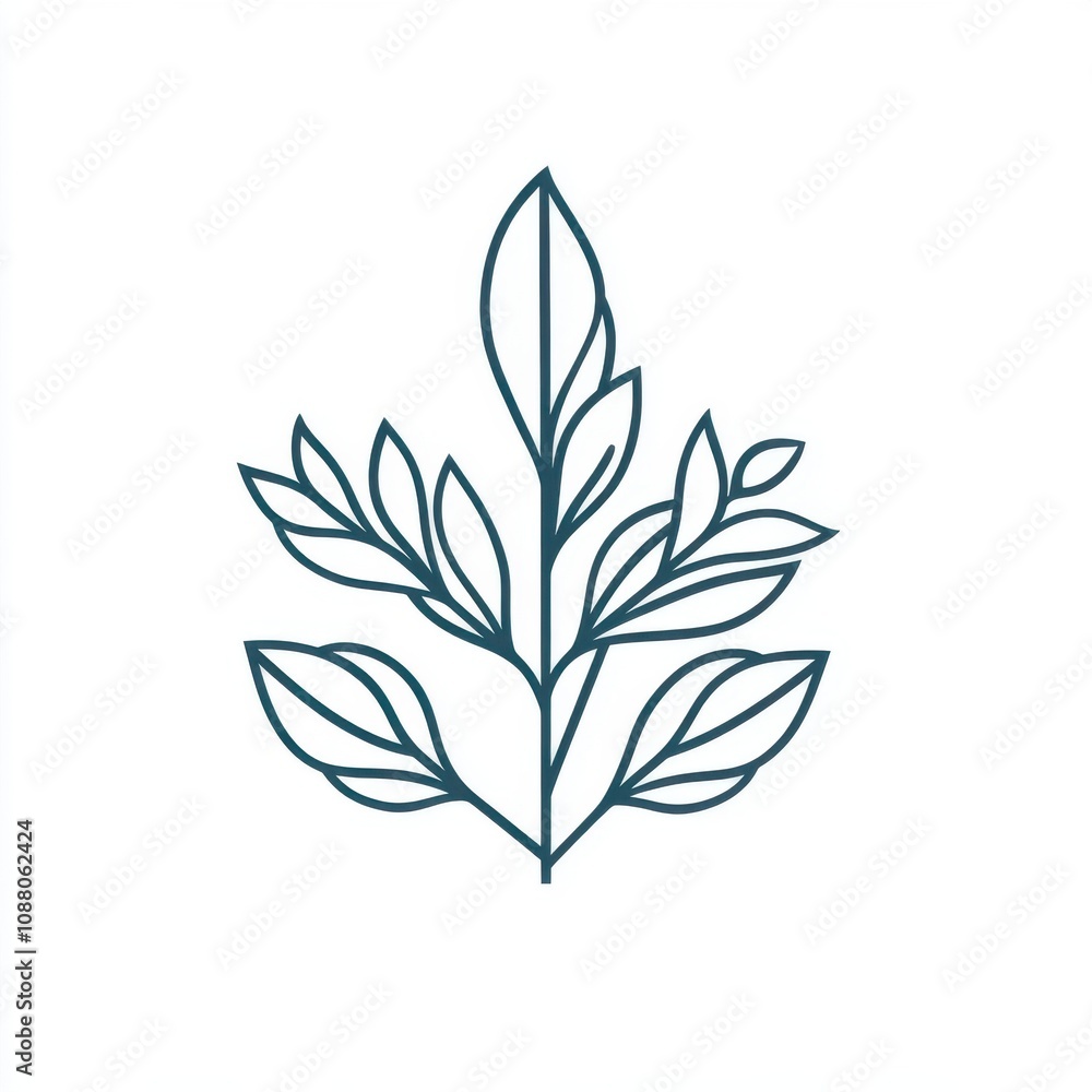Fototapeta premium Stylized illustration of green leaves, showcasing organic shapes and smooth lines on a clean white background.