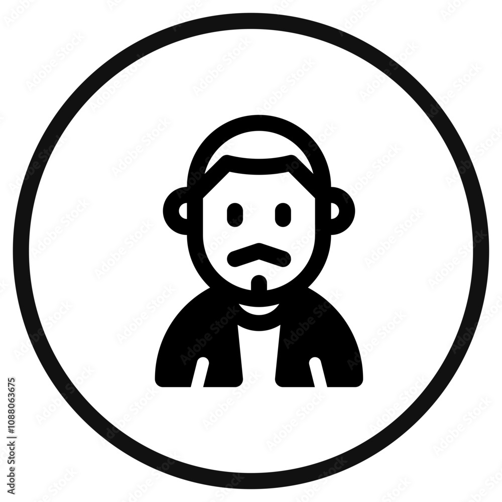 Fototapeta premium Editable man with buzz haircut and mustache avatar vector icon. User, profile, identity, persona. Part of a big icon set family. Perfect for web and app interfaces, presentations, infographics, etc