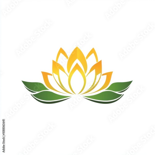 A vibrant lotus flower design in shades of yellow and green, symbolizing purity and tranquility.