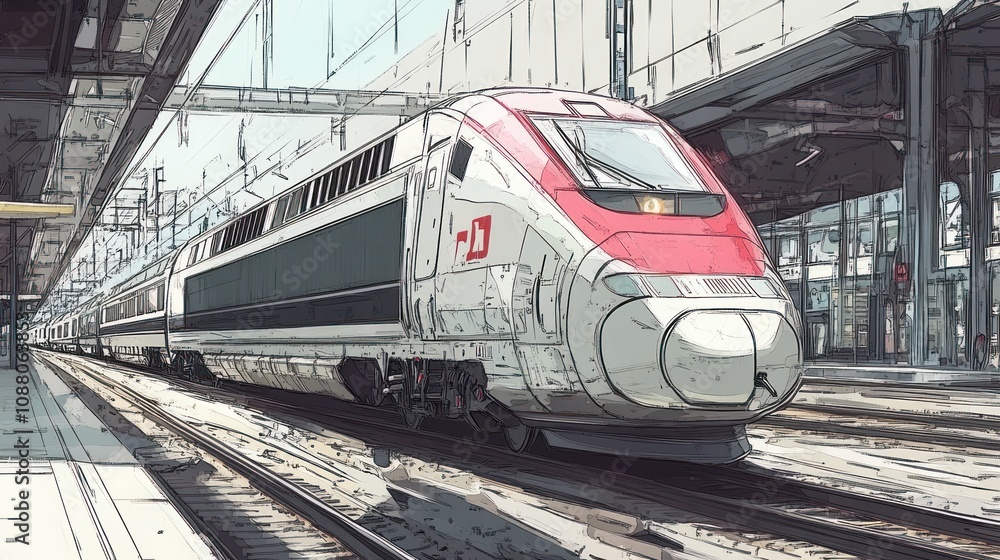 High-Speed Train Arriving at the Station High-Speed Train Arriving at the Station