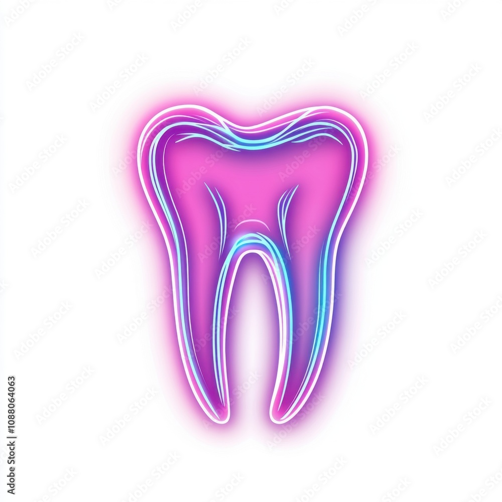A vibrant illustration of a tooth in neon pink and blue hues, symbolizing dental health and care. A vibrant illustration of a tooth in neon pink and blue hues, symbolizing dental health and care.