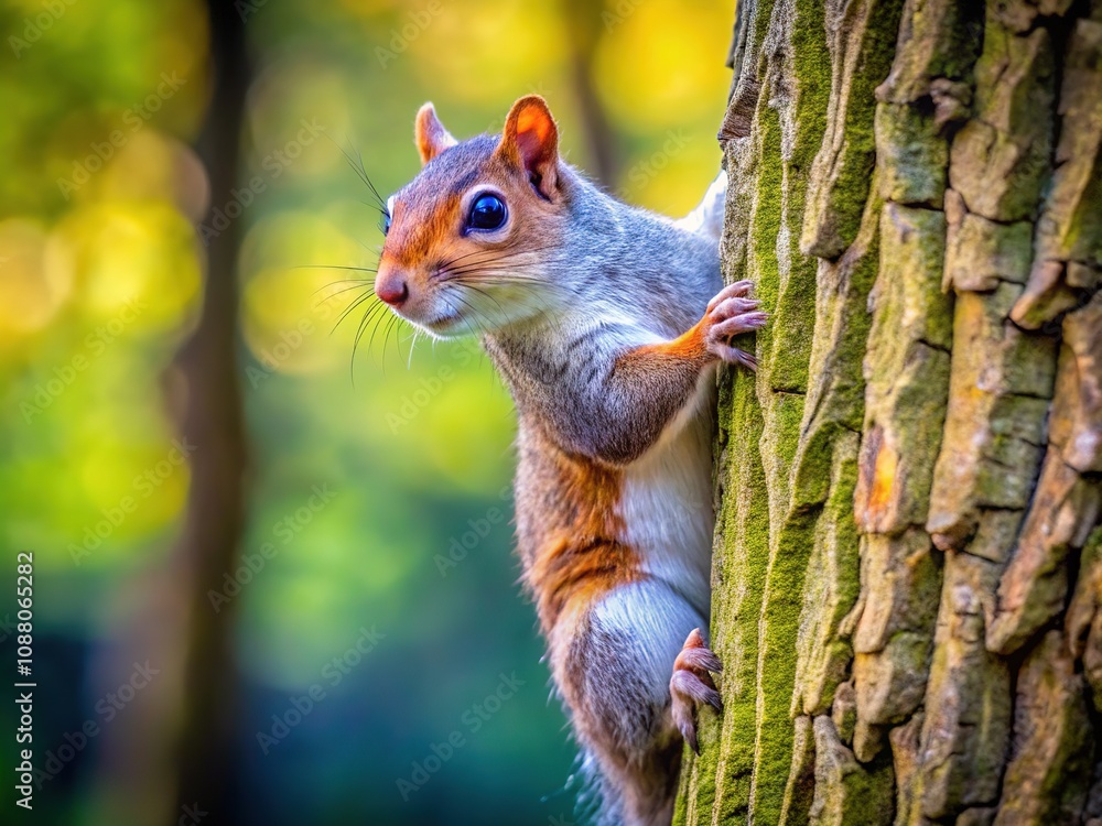 Minimalist view: squirrel scaling castleford tree. Minimalist view: squirrel scaling castleford tree.