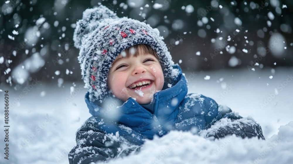 Joyful Child Playing in the Snow Joyful Child Playing in the Snow