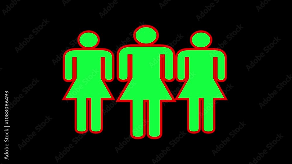 full family symbol glitch screen distortion display animation seamless loop background many human shape iconsx, Large-sized Grey Color Woman full family symbol glitch screen distortion display animation seamless loop background many human shape iconsx, Large-sized Grey Color Woman