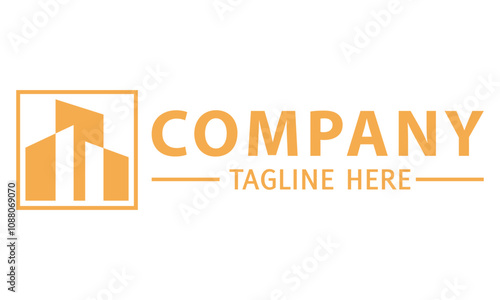 Orange Color Simple Skyscrapers Logo Design