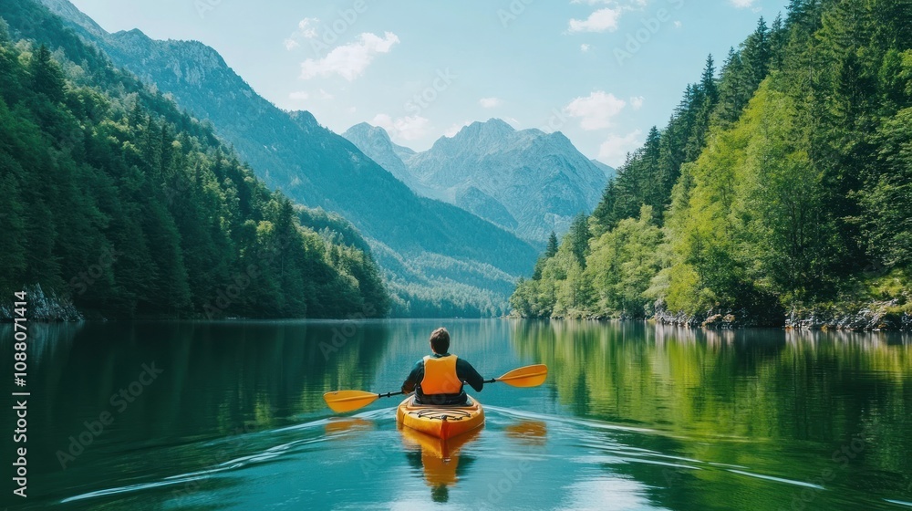 Kayaking Through Majestic Mountains Kayaking Through Majestic Mountains