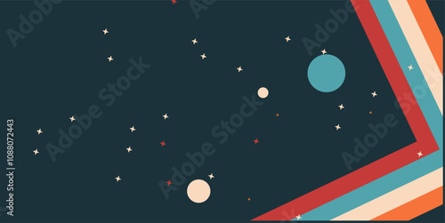 Space theme background full of stars and planets, space background with retro colors, elegant background, astronomy, science