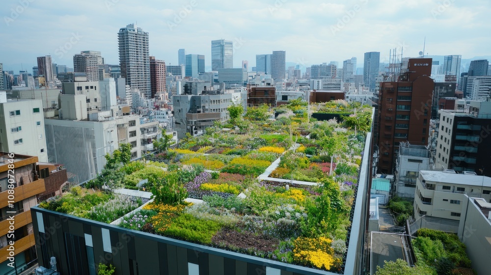 Obraz premium Urban Oasis: Rooftop Garden in Tokyo