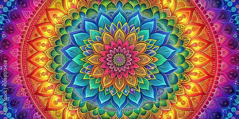 Colorful and intricate mandala design filled with vibrant rainbow colors, mandala, design, colorful, rainbow, intricate Colorful and intricate mandala design filled with vibrant rainbow colors, mandala, design, colorful, rainbow, intricate