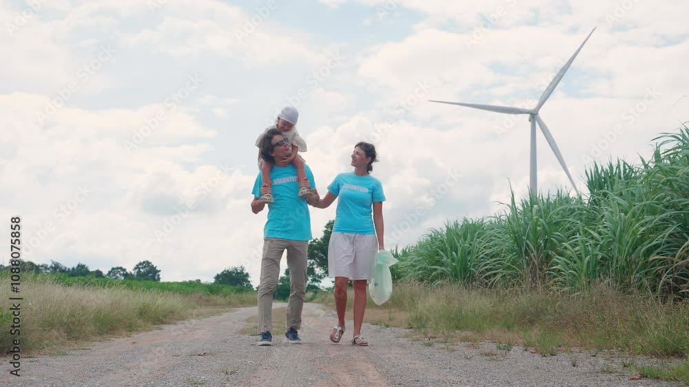 Family with daughter piggyback of father walking on nature, kid and parent relax and leisure together, happy family bond with smiling, travel on vacation in summer together, family concept. Family with daughter piggyback of father walking on nature, kid and parent relax and leisure together, happy family bond with smiling, travel on vacation in summer together, family concept.