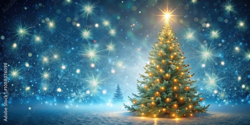 Elegant Christmas tree with falling snowflakes and glowing lights overlay for festive holiday background , Christmas, tree Elegant Christmas tree with falling snowflakes and glowing lights overlay for festive holiday background , Christmas, tree