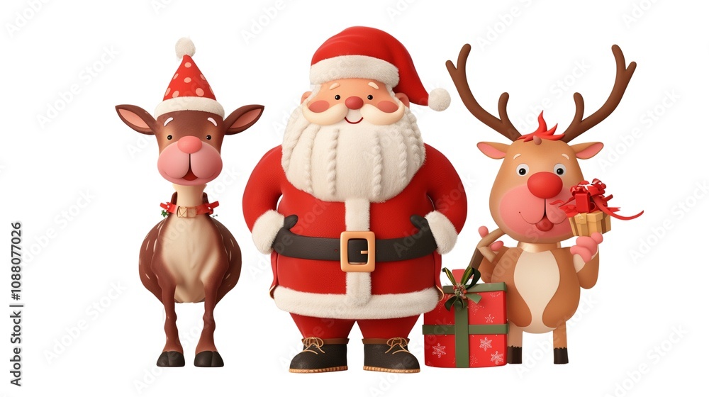 Santa, Elf, and Reindeer Christmas Trio Santa, Elf, and Reindeer Christmas Trio