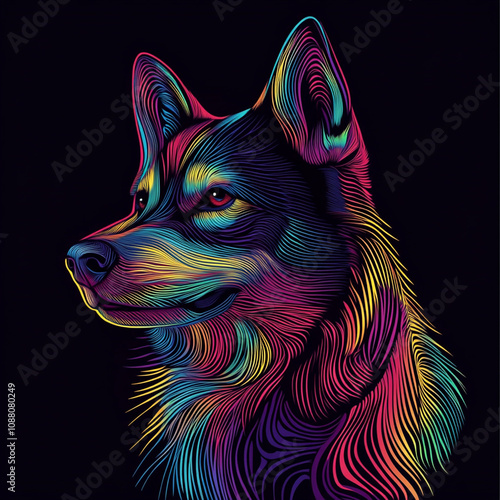 Husky in neon