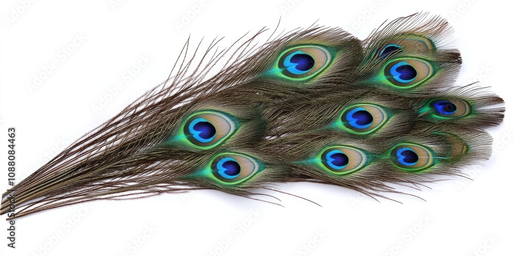 Obraz premium Peacock feathers against a white background