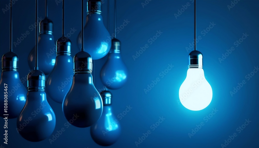 A serene image of glowing blue light bulbs, creating a calming atmosphere with a striking contrast against a deep blue background. A serene image of glowing blue light bulbs, creating a calming atmosphere with a striking contrast against a deep blue background.