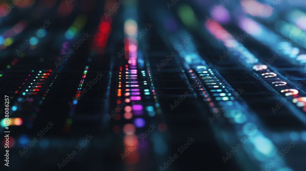 A detailed close-up of a gene sequencing nanopore device, analyzing DNA molecules in real-time, Genomics technology style A detailed close-up of a gene sequencing nanopore device, analyzing DNA molecules in real-time, Genomics technology style