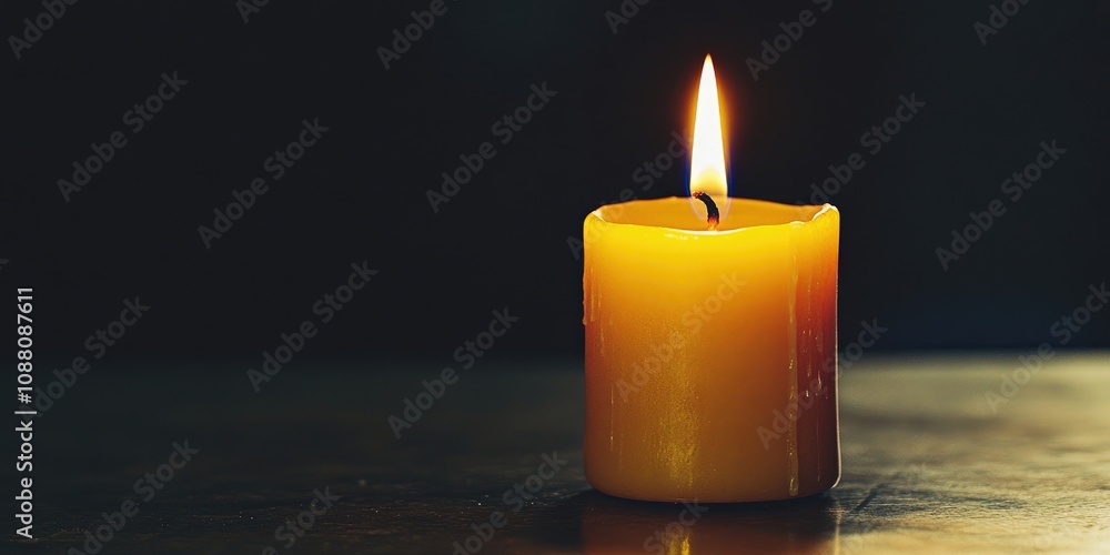 Yellow solitary candle, copy space. Yellow solitary candle, copy space.
