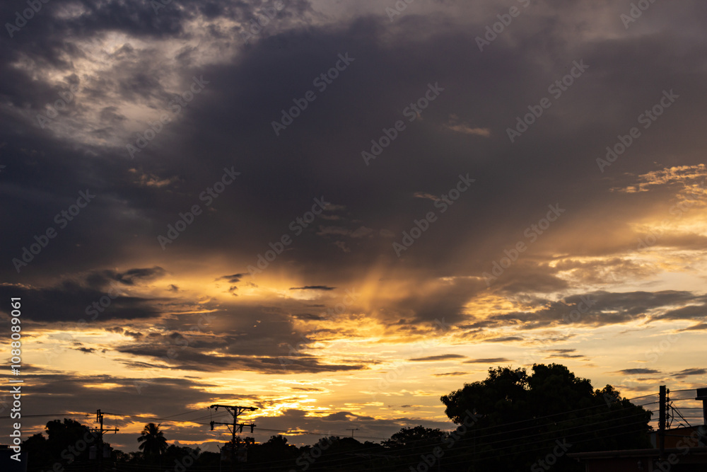 Fototapeta premium beautiful sky at sunset on the city