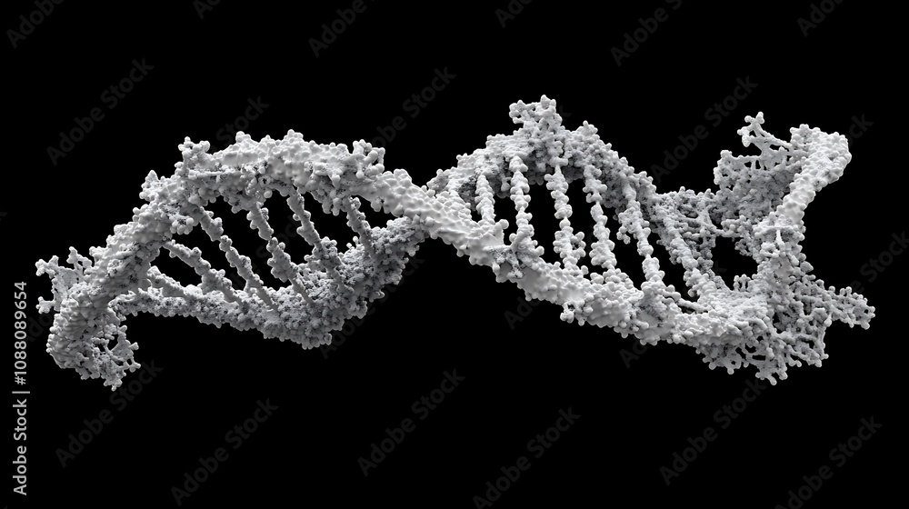 3D rendered DNA double helix model, isolated on black background. 3D rendered DNA double helix model, isolated on black background.