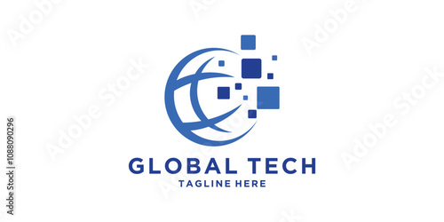 logo design global tech, digital, modern, logo design vector, symbol, icon, idea, creative.