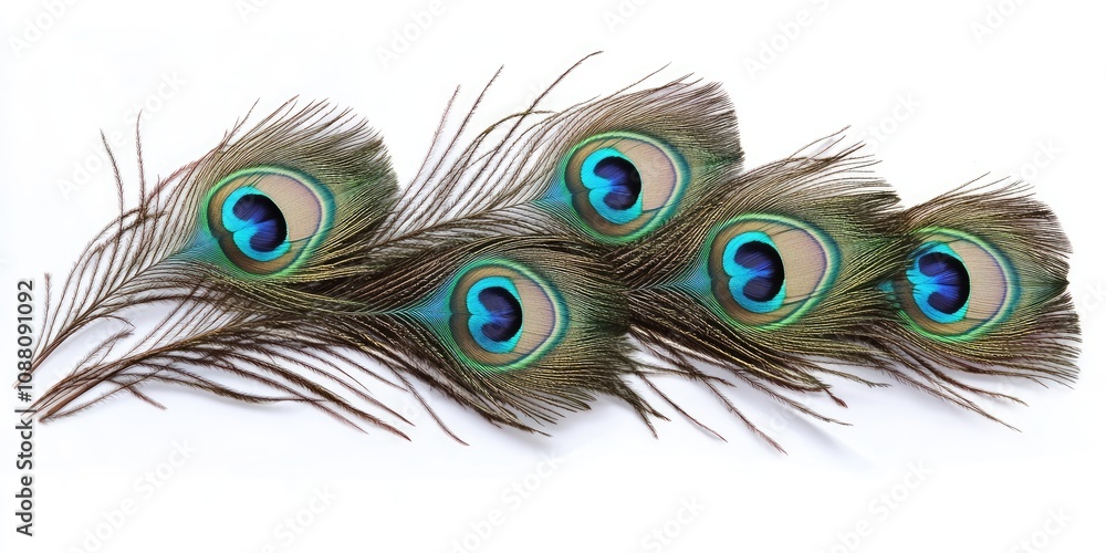 Obraz premium Peacock feathers against a white background