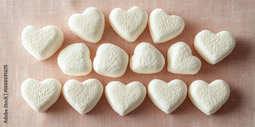Obraz premium Marshmallows in the shape of hearts