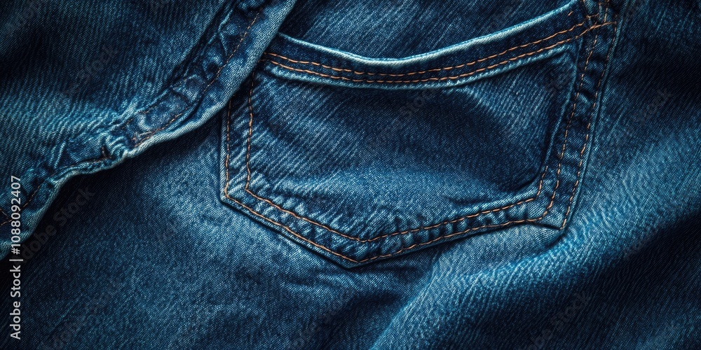 Naklejka premium blue jeans texture or denim blue jeans background. close-up view of an abstract space that is empty.